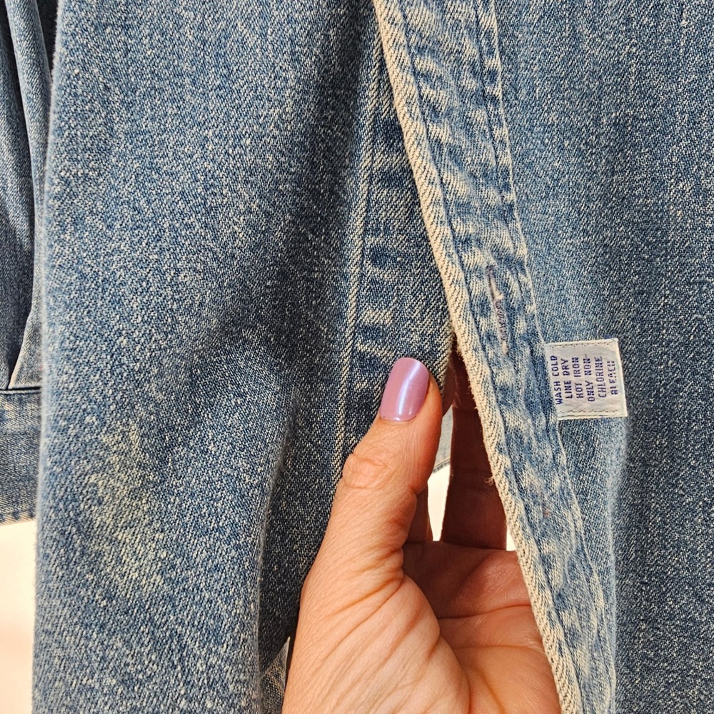 Vintage 90s Ralph Lauren The Big Shirt 6 Button Down Blue Denim Pony Western - Picture 9 of 16